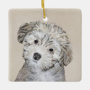 Havansk marionettmålning - Cute Original Hund Art Julgransprydnad Keramik