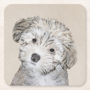 Havansk marionettmålning - Cute Original Hund Art Underlägg Papper Kvadrat