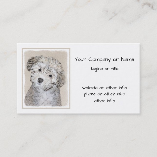 Havansk marionettmålning - Cute Original Hund Art Visitkort (Framsida)