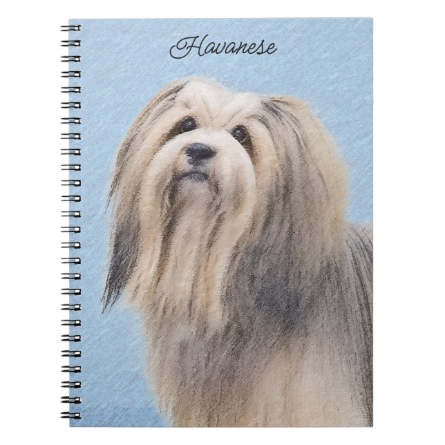 Havanska (Silver) målning - Cute Original Hund Art Anteckningsbok (Framsidan)