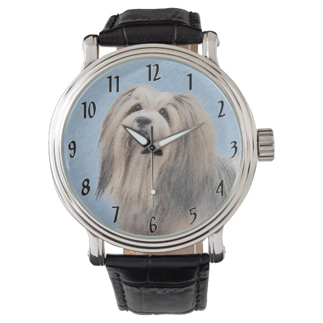 Havanska (Silver) målning - Cute Original Hund Art Armbandsur (Framsida)