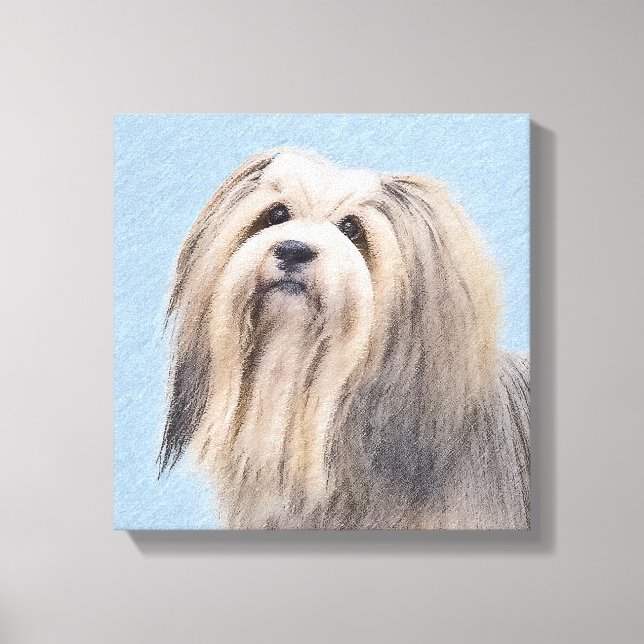 Havanska (Silver) målning - Cute Original Hund Art Canvastryck (Framsida)