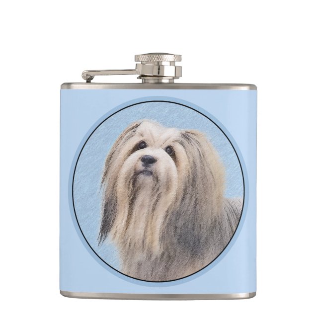 Havanska (Silver) målning - Cute Original Hund Art Fickplunta (Framsidan)