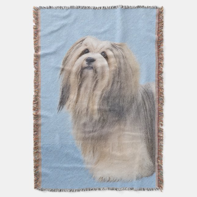 Havanska (Silver) målning - Cute Original Hund Art Filt (Framsidan Vertikal)