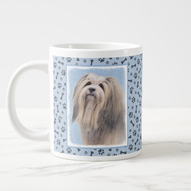 Havanska (Silver) målning - Cute Original Hund Art Jumbo Mugg (Vänster)