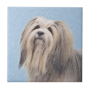 Havanska (Silver) målning - Cute Original Hund Art Kakelplatta