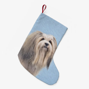 Havanska (Silver) målning - Cute Original Hund Art Liten Julstrumpa