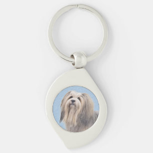 Havanska (Silver) målning - Cute Original Hund Art Swirl Silverfärgad Nyckelring