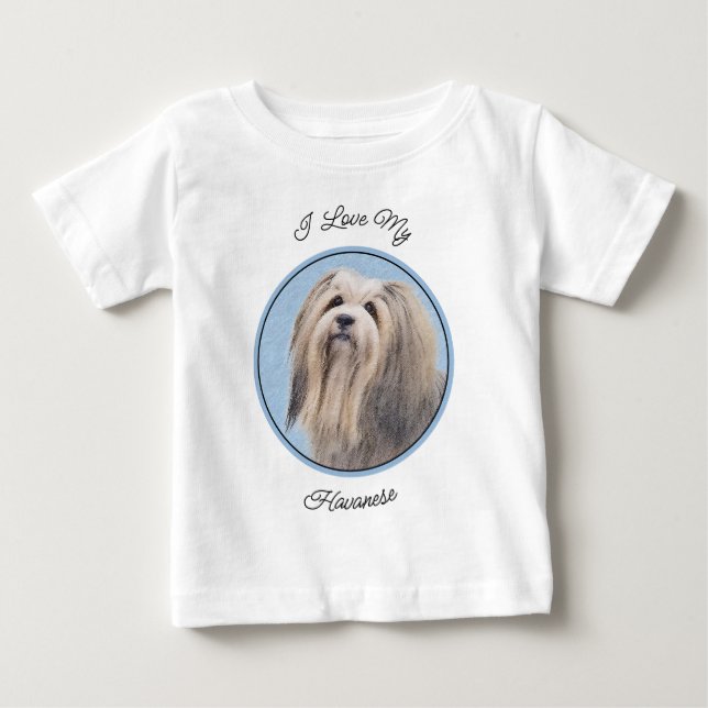 Havanska (Silver) målning - Cute Original Hund Art T Shirt (Framsida)