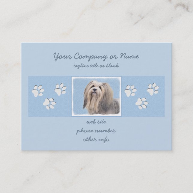 Havanska (Silver) målning - Cute Original Hund Art Visitkort (Framsida)