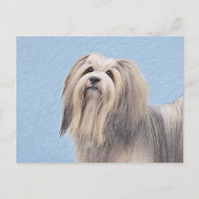 Havanska (Silver) målning - Cute Original Hund Art Vykort (Framsida)