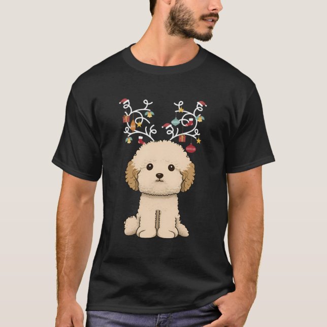 Havapoo Hund älskare Reindeer Antlers Matching Paj T Shirt (Framsida)