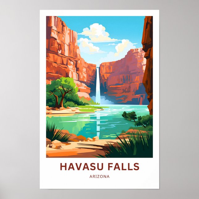 Havasu Falls Arizona Travel Skriv ut Poster (Framsidan)