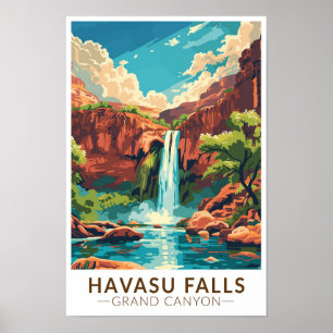 Havasu Falls Grand Canyon Resa Konst Vintage Poster