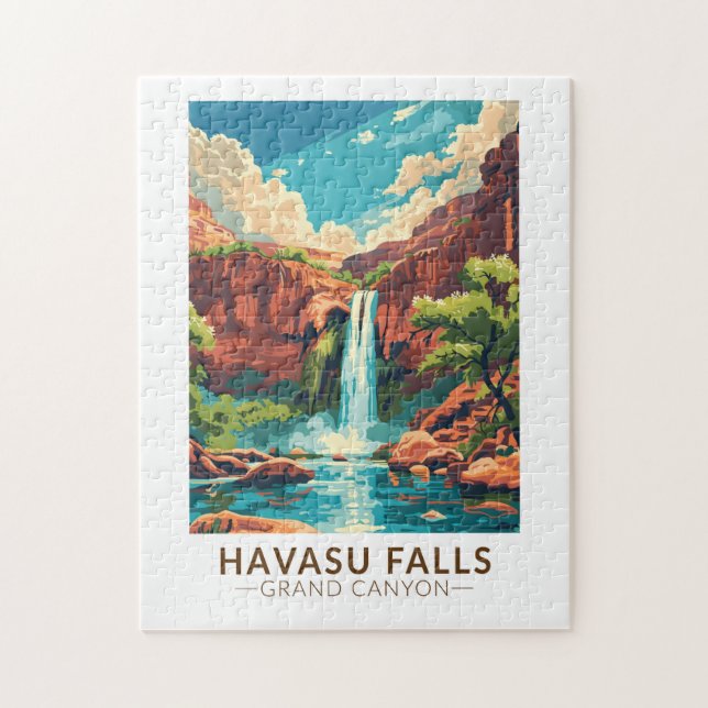 Havasu Falls Grand Canyon Travel Art Vintage Pussel (Vertikal)