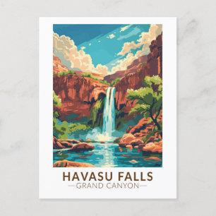 Havasu Falls Grand Canyon Travel Art Vintage Vykort