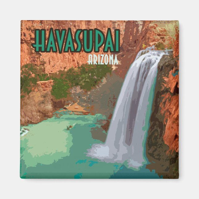 Havasupai indisk reservation Arizona Mooney Falls Magnet (Framsidan)