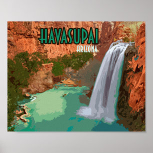 Havasupai indisk reservation Arizona Mooney Falls Poster