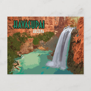 Havasupai indisk reservation Arizona Mooney Falls Vykort