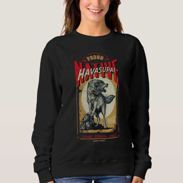 Havasupai Native American Indian Born Wolf Spirit  T Shirt (Framsida)