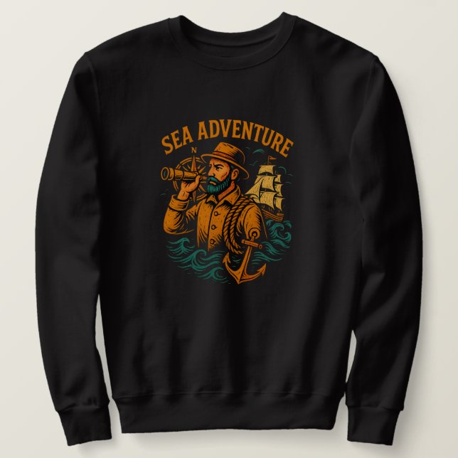 Haväventyr Unisex Rundhalsad Tröja Lång Ärmad Tröja (Design framsida)
