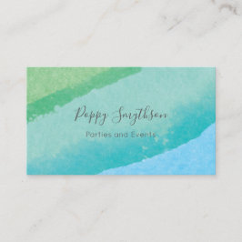 Havblått och grön modern vattenfärg visitkort