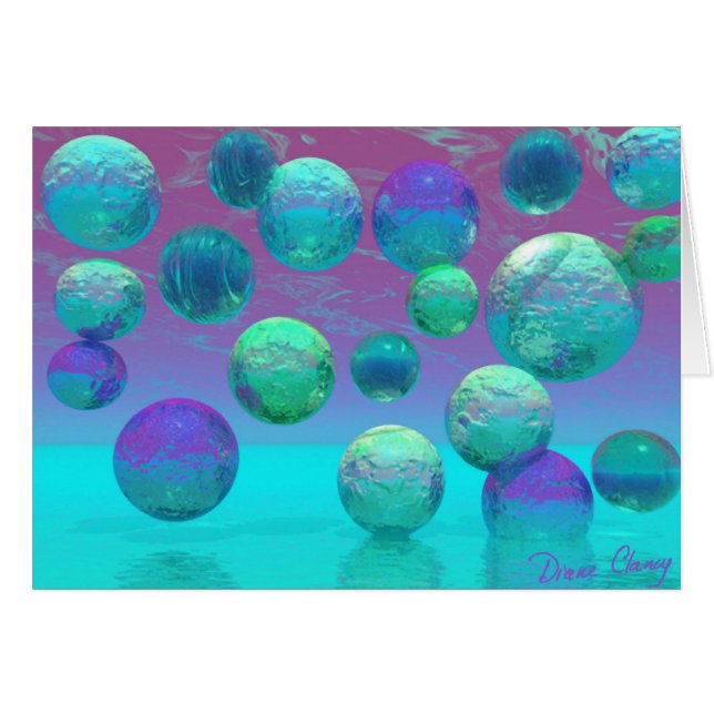 Havdrömmar - Aqua och violett havfantasi Hälsningskort (Framsidan Horizontal)