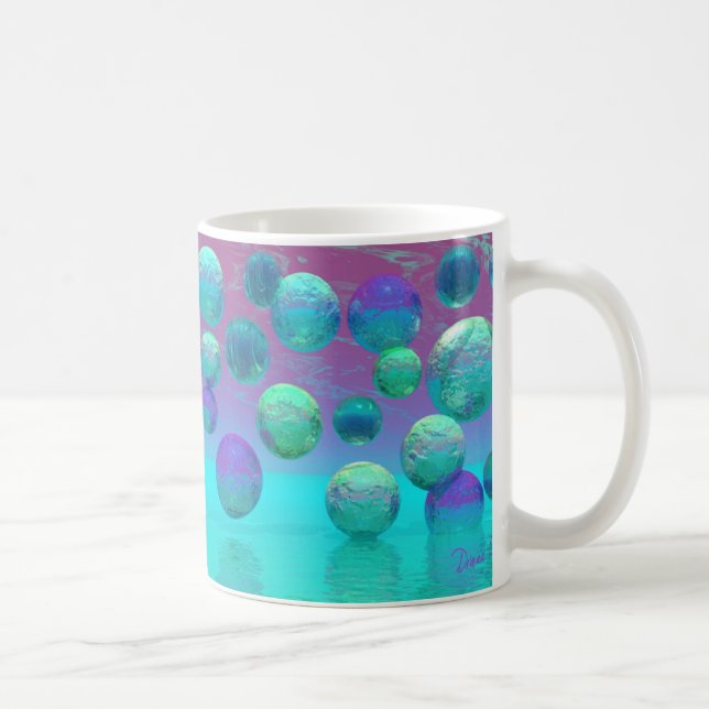 Havdrömmar - Aqua och violett havfantasi Kaffemugg (Höger)