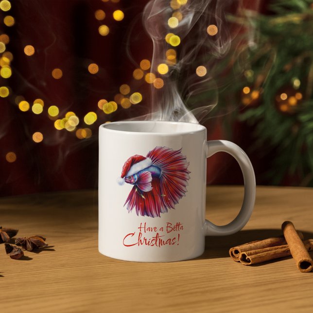Have a Betta Christmas Funny Santa Fish Lover Pun  Kaffemugg (Skapare uppladdad)