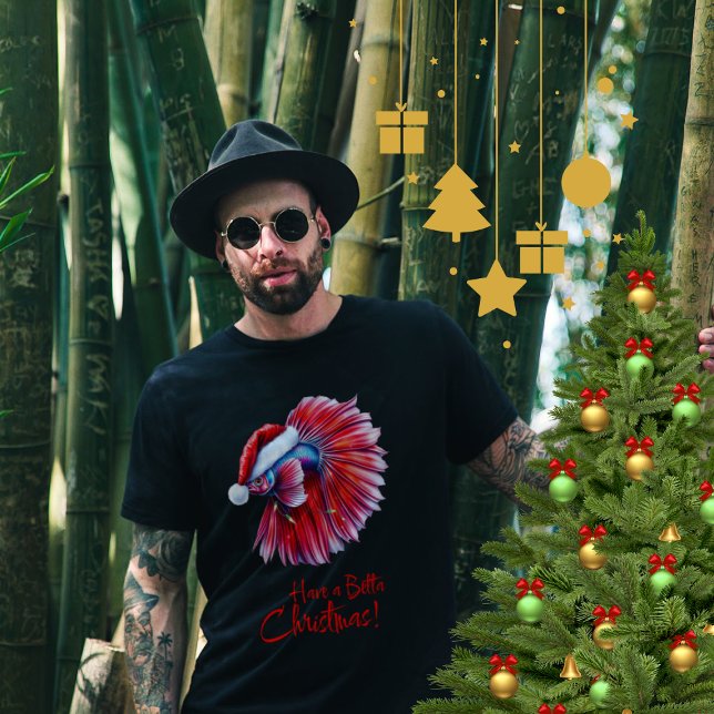 Have a Betta Christmas Funny Santa Fish Lover Pun  T Shirt (Skapare uppladdad)