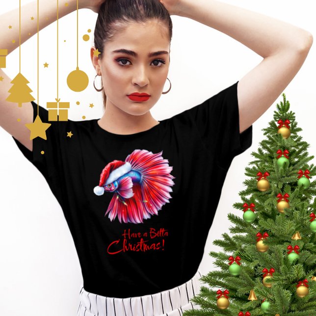 Have a Betta Christmas Funny Santa Fish Lover Pun  T Shirt (Skapare uppladdad)
