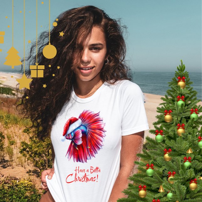 Have a Betta Christmas Funny Santa Fish Lover Pun  T Shirt (Skapare uppladdad)