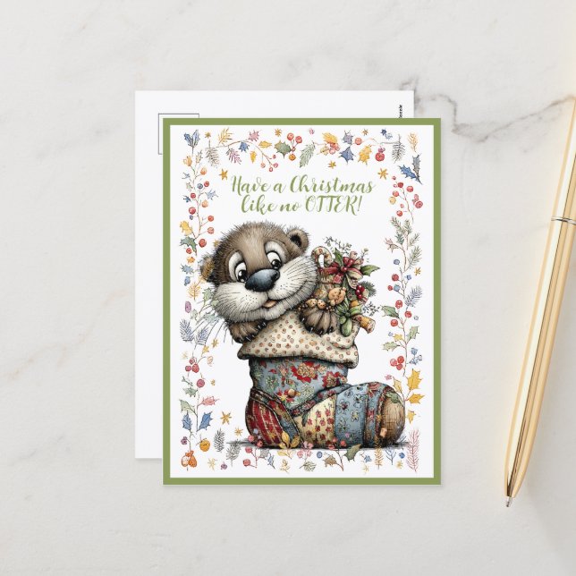 Have A Christmas Like No OTTER! Helg Vykort (Fram/Back In Situ)