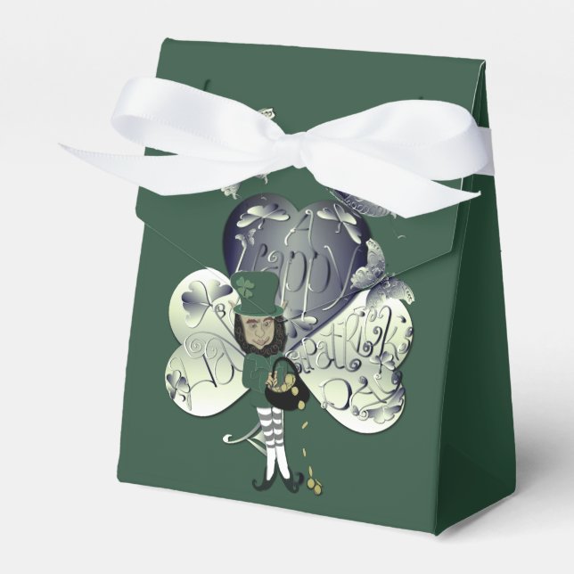 "Have a Happy St. Patrick's Day" Leprechaun  Presentaskar (Framsidan Sidan)