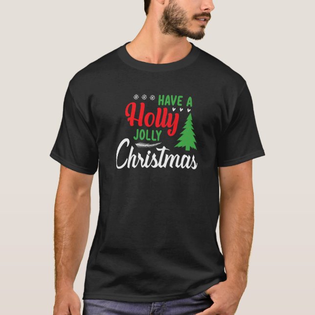 Have a Holly Joy Christmas Santa Hat Xmas PJ costu T Shirt (Framsida)