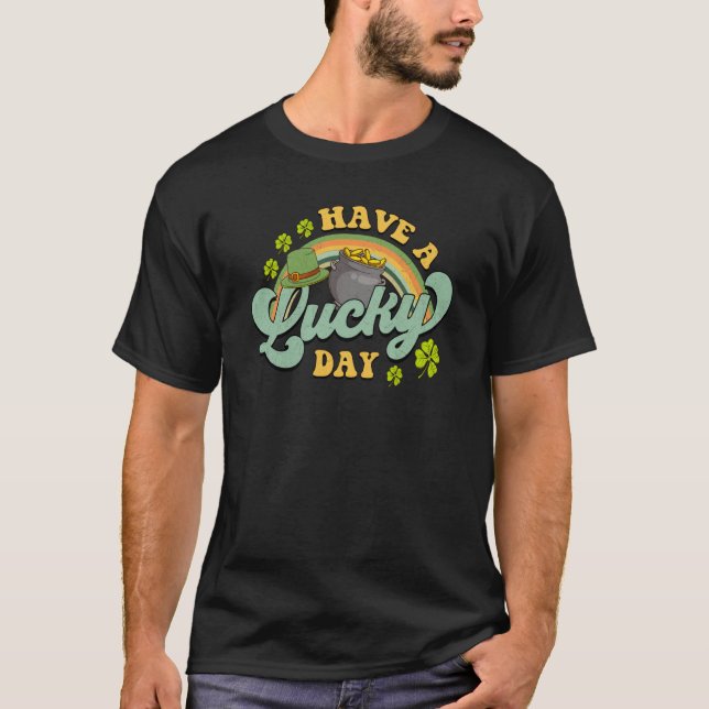 Have A Lucky Day Rainbow Lucky Charm Kids St Patri T Shirt (Framsida)