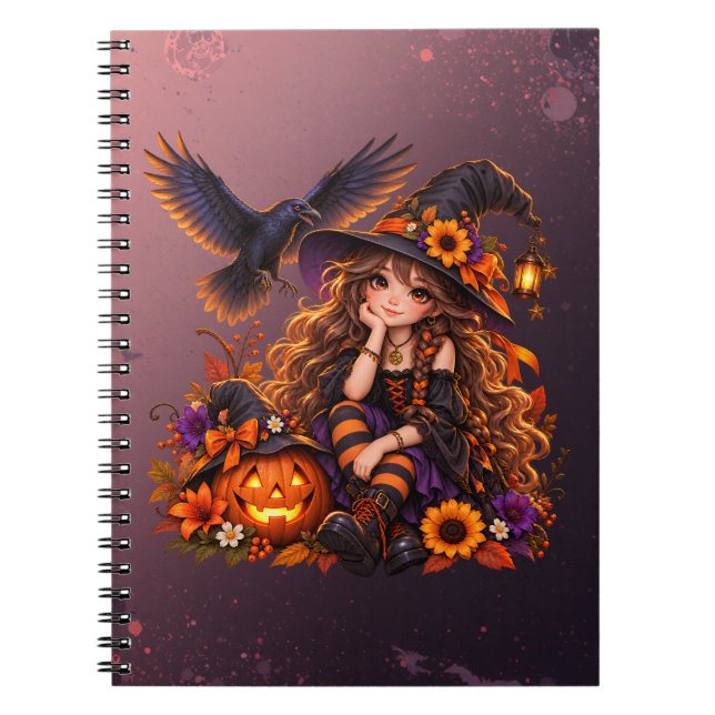 Have a Magical Halloween Cute Witch Anteckningsbok (Framsidan)