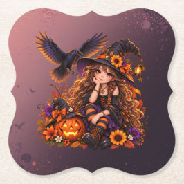 Have a Magical Halloween Cute Witch Underlägg Papper