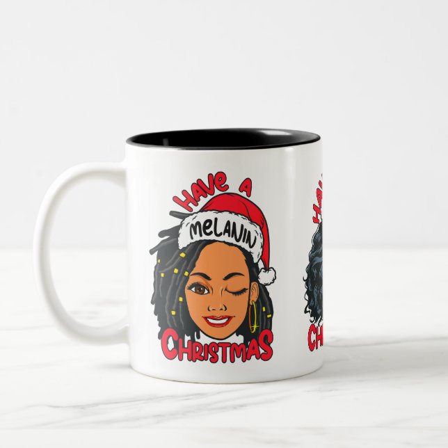 Have A Melanin Christmas Black Girl Magic Queen Två-Tonad Mugg (Vänster)