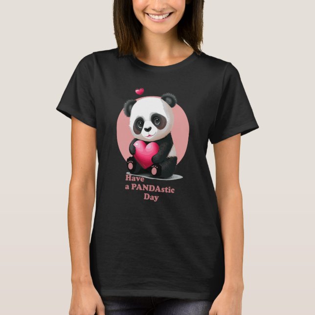Have a Pandastic Day Cute Valentines Day Panda Hea T Shirt (Framsida)
