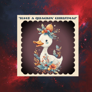 Have a Quackin' Christmas Duck Whimsical Naughty Klistermärken