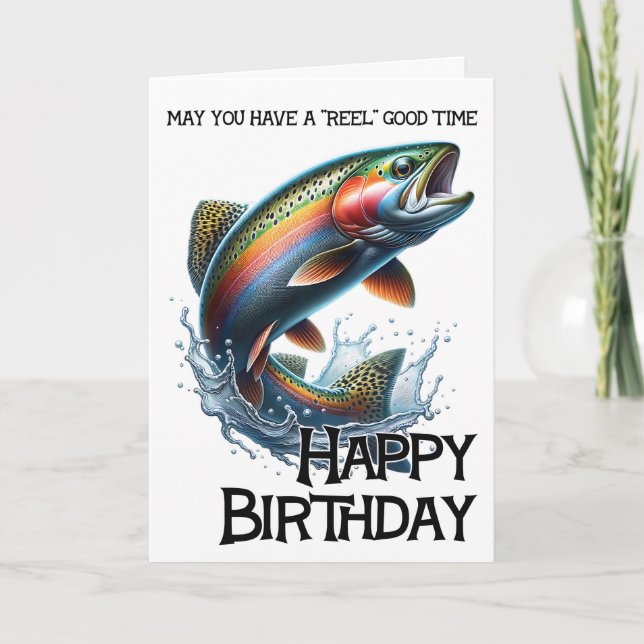 Have A Reel Good Birthday Card With Trout Kort (Framsida)