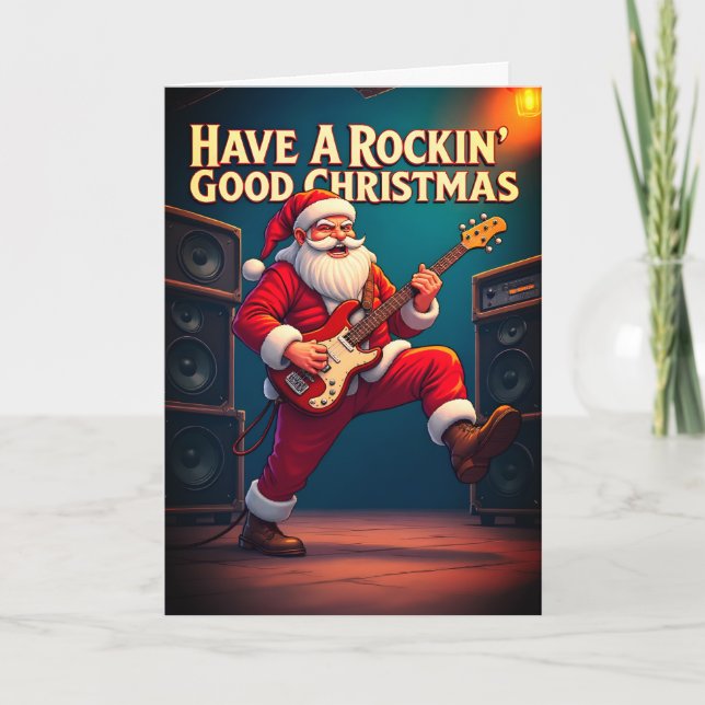 Have A Rockin' Good Christmas Folded Greeting Card Kort (Framsida)
