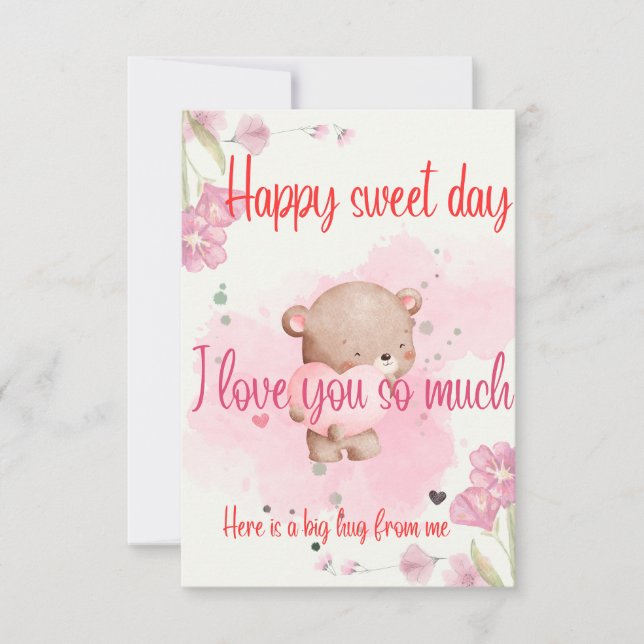 Have a Sweet Day My Love – Romantic Pink Greeting  Tack Kort (Framsida)