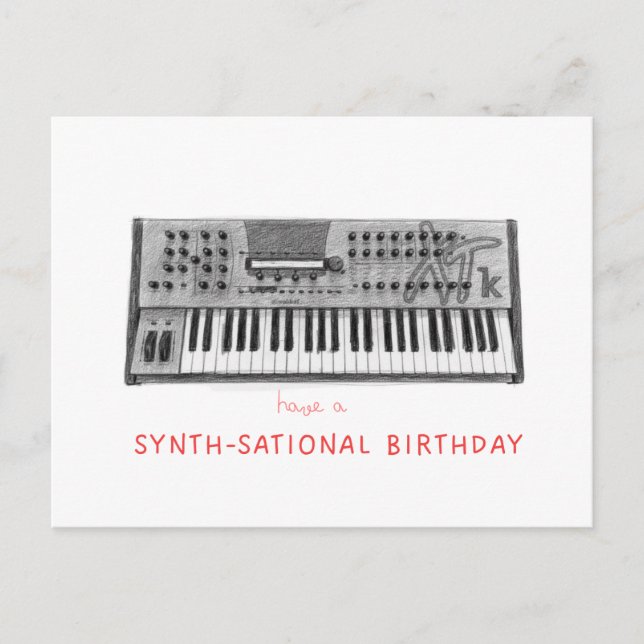 Have a synth-sational birthday- waldorf microwave vykort (Framsida)