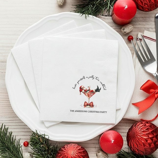 Have Yourself A Jolly Tini Cocktail Christmas  Pappersservett (Have Yourself A Jolly Tini Cocktail Christmas Napkins)