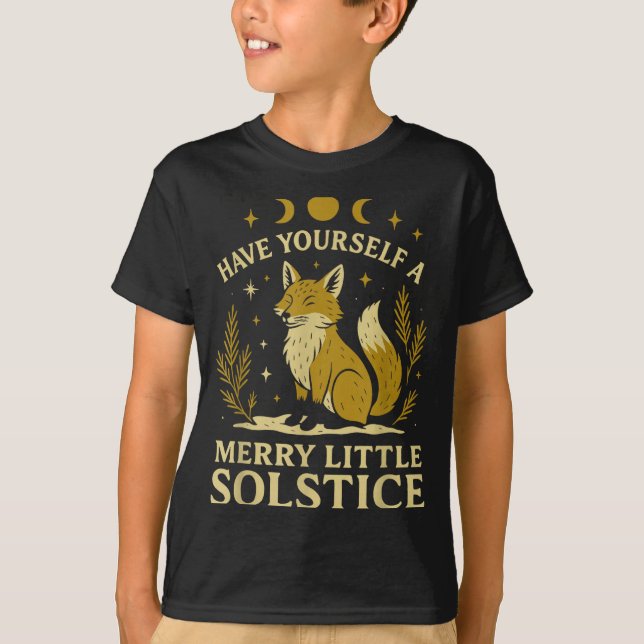Have Yourself A Merry Little Solstice Fox Mystic  T Shirt (Framsida)