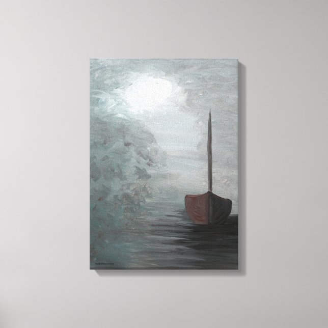 "Haven", acrylic, impressionism, seascapes, boats Canvastryck (Framsida)