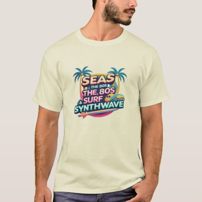 Haven på 80-talet - Surfa, Sol och Synthwave Vibes T Shirt (Framsida)