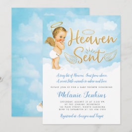 Haven Sent Angel Boy Shower-inbjudan Inbjudningar